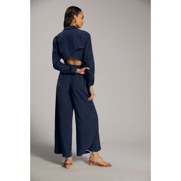 Anthropologie - Cut-Out Wide-Leg Jumpsuit in navy blue - Picture 2 of 7